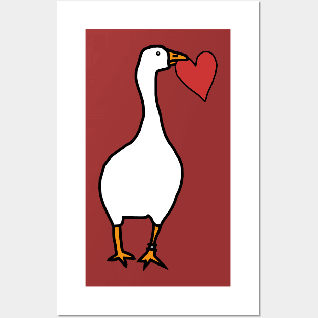 Goose Steals Heart For Love on Valentines Day Wall Art by ellenhenryart